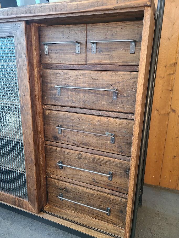 SIDE OPEN CABINET＋SHELF/ハイポジション　★古材とアイアンとレトロガラス | 4枚目