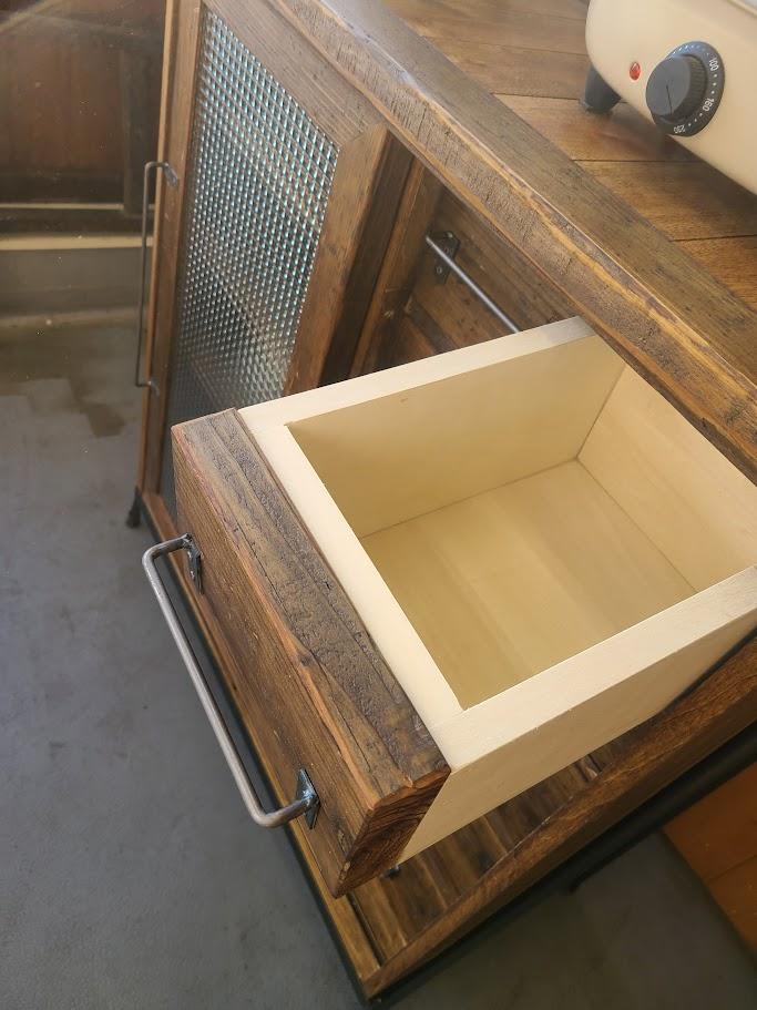 SIDE OPEN CABINET＋SHELF/ハイポジション　★古材とアイアンとレトロガラス | 5枚目